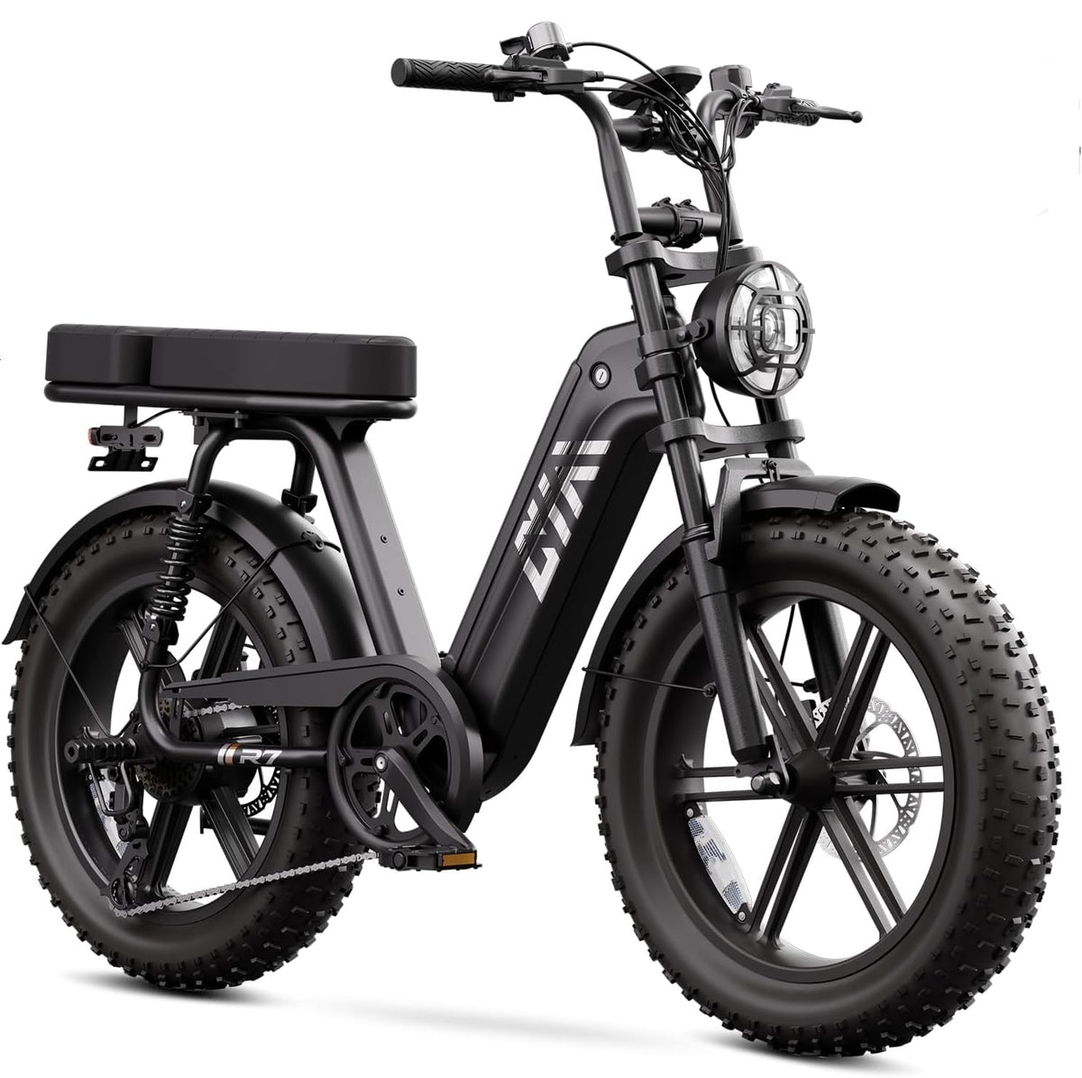 Step-Through Electric Bike with Fat Tyres, 48V 15Ah Removable Battery, 1500W Peak Motor, Full Suspension