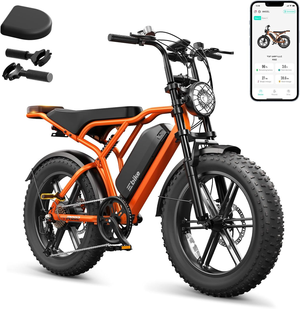 Long Range Fat Tyre E-Bike for Adults, 48V 15Ah Removable Battery, 1500W Peak Brushless Motor, Dual Suspension
