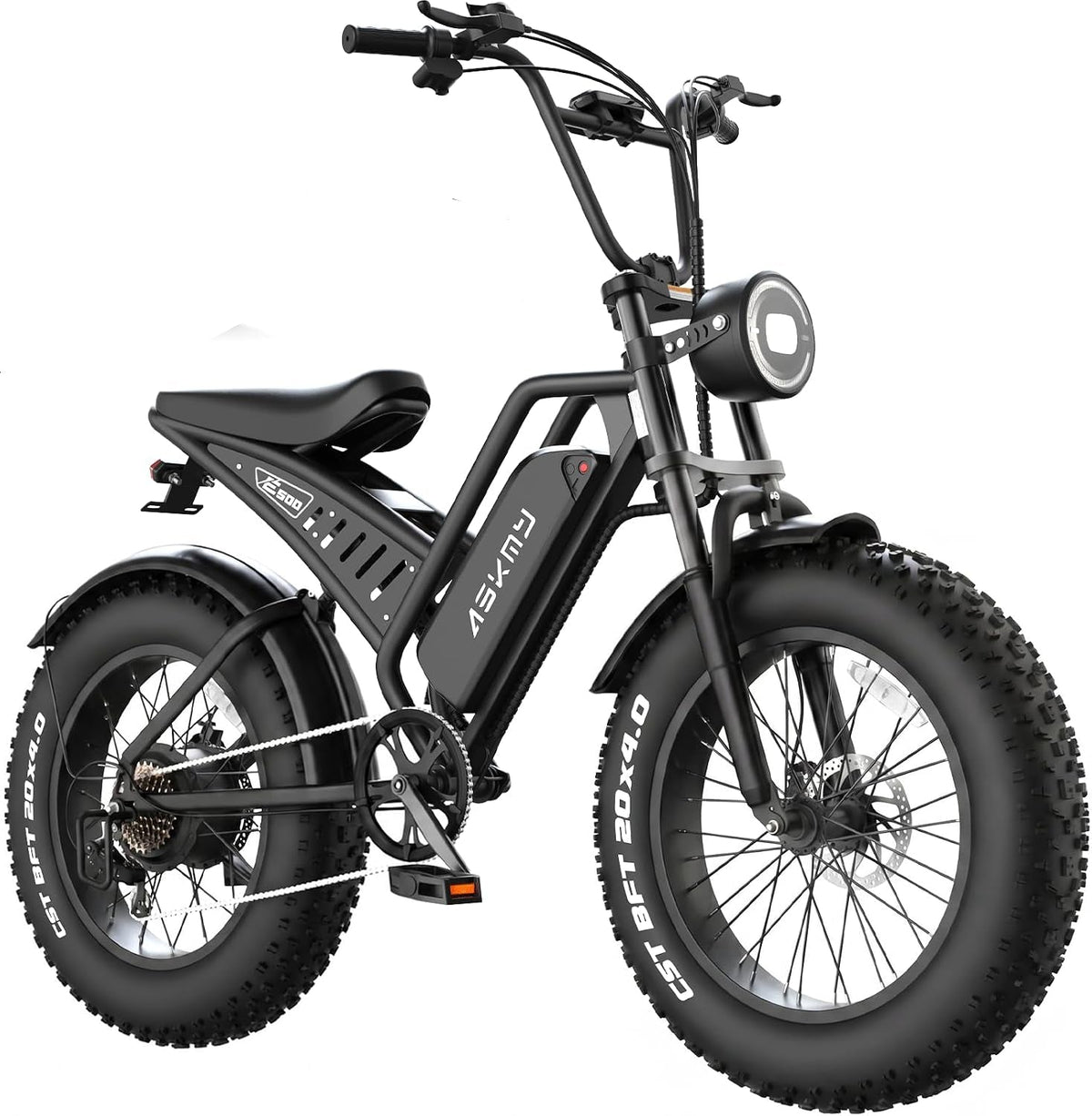 Electric Mountain Bike with 20-Inch Fat Tyres, 48V 15Ah Battery, 1500W Peak Motor, Dual Suspension