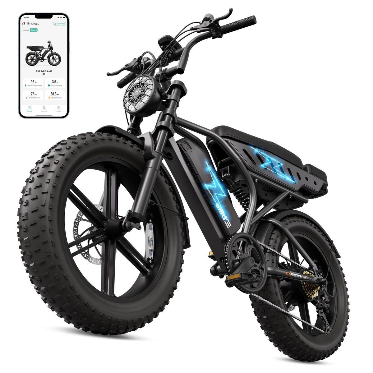 Long Range Fat Tyre E-Bike for Adults, 48V 15Ah Removable Battery, 1500W Peak Brushless Motor, Dual Suspension