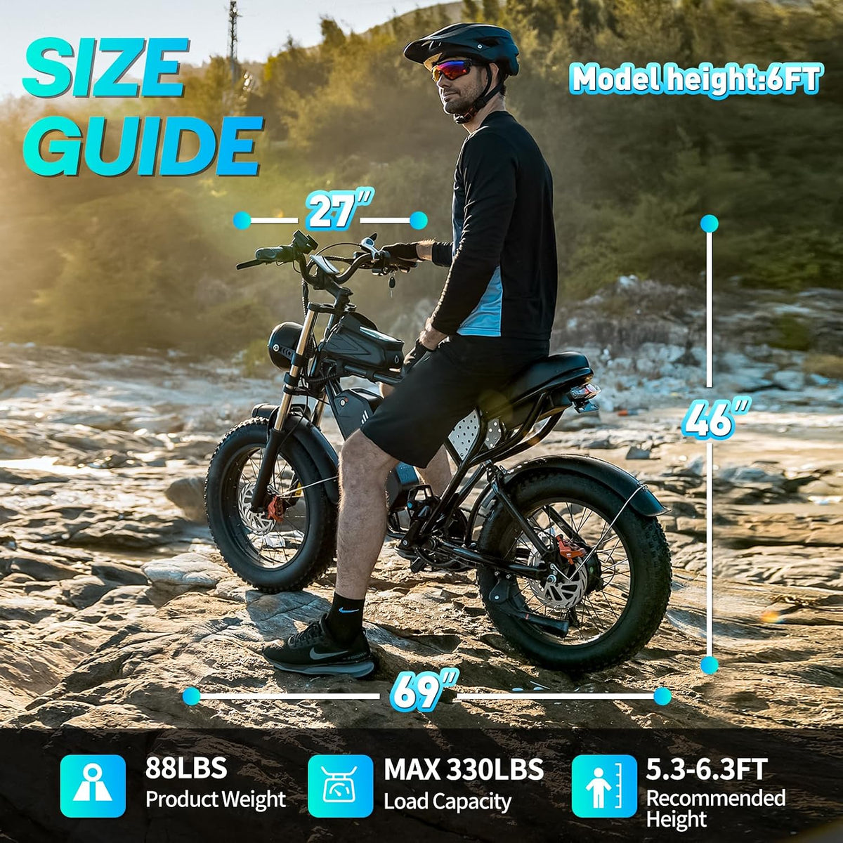 250W Fat Tyre Electric Bike for Adults, 48V 15.6Ah Removable Battery, Brushless Motor, Full Suspension & 7-Speed
