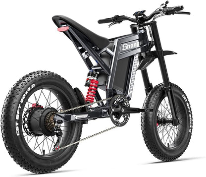 1800Wh Long Range Electric Bike with Fat Tyres, 60V 30Ah Removable Battery, Full Suspension & Hydraulic Brakes