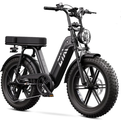 Step-Through Electric Bike with Fat Tyres, 48V 15Ah Removable Battery, 1500W Peak Motor, Full Suspension