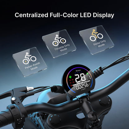 Long Range 48V 35Ah Fat Tyre Electric Bike, 2000W Peak Motor, Removable Battery, Dual Suspension & 7-Speed