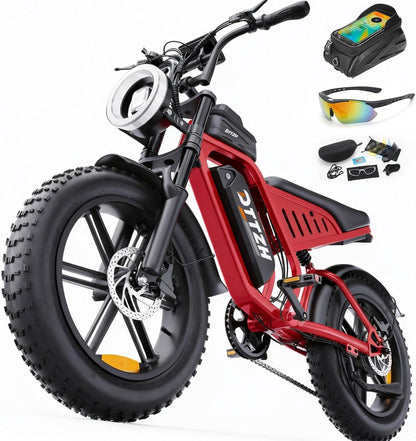 High Power 60V 30Ah Fat Tyre E-Bike, 2500W Brushless Motor, Removable Battery, Full Suspension & Hydraulic Brakes