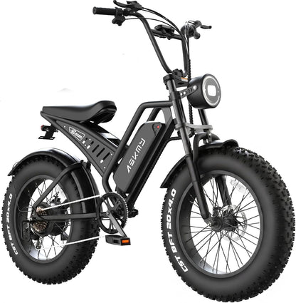 Electric Mountain Bike with 20-Inch Fat Tyres, 48V 15Ah Battery, 1500W Peak Motor, Dual Suspension