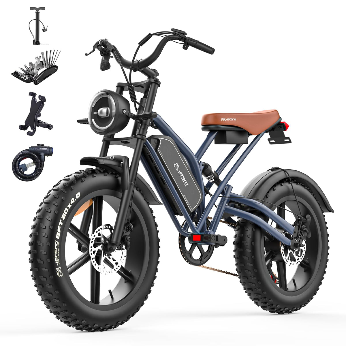 48V 17Ah Fat Tyre E-Bike for Adults, 250W Brushless Motor, Removable Battery, Full Suspension & 7-Speed