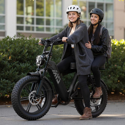Step-Through Electric Bike with Fat Tyres, 48V 15Ah Removable Battery, 1500W Peak Motor, Full Suspension