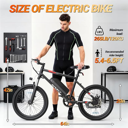Electric Bike for Adults, 1000W Peak Electric Mountain Bike, 26 Inch Electric Bicycle with 48V Removable Battery, Up to 40 Miles Range, 7-Speed E-Bike with Front Suspension, 3 Riding Modes
