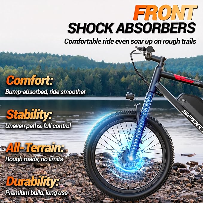 Electric Bike for Adults, 1000W Peak Electric Mountain Bike, 26 Inch Electric Bicycle with 48V Removable Battery, Up to 40 Miles Range, 7-Speed E-Bike with Front Suspension, 3 Riding Modes