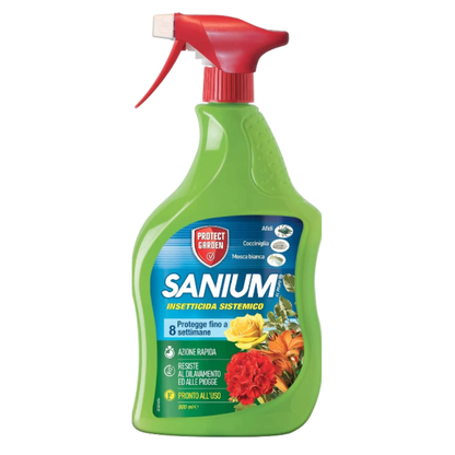 Insecticide Systémique Protect Garden Sanium Prêt à l’Emploi 800 ml – Protection contre Pucerons, Cochenilles et Mouche Blanche